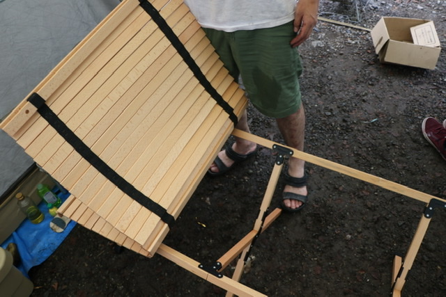 「FIELDOOR」ロールテーブル 折りたたみ 木製 120cm